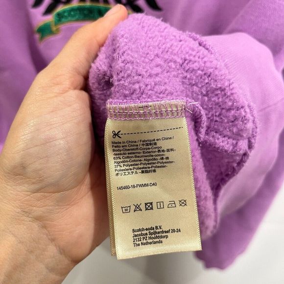 Scotch and Soda Amsterdam Couture Purple Crewneck Logo Embroidered Sweatshirt L - Picture 9 of 10